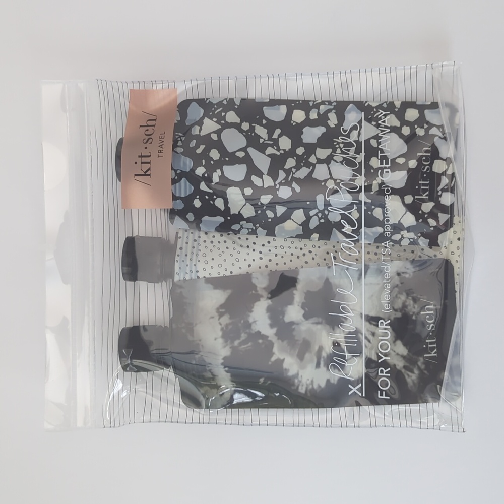 Kitsch Travel Refillable Travel Pouches Bottles TSA Approved New Sealed